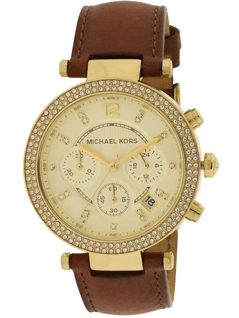 michael kors parker brown leather chronograph watch mk2249|Michael Kors Parker MK2249 Watch .